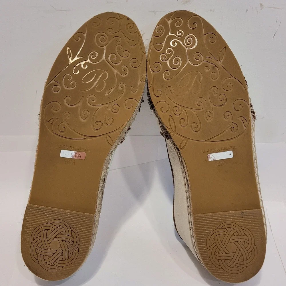 Brighton Cream‎ Leather Espadrille Flats Brown Braided Knot Detail Size 10M